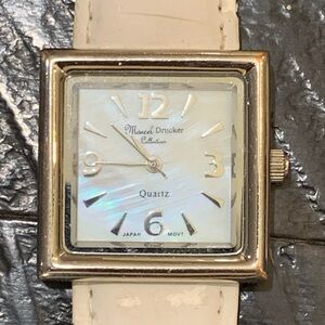 Womens Watch Marcel Drucker Square White Face, Silver Tone Bezel / Accents Works